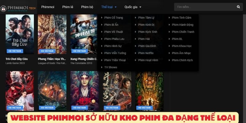 Website phimmoi sở hữu kho phim đa dạng thể loại