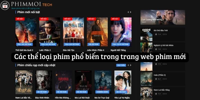 Các thể loại phim phổ biến trong trang web phim mới